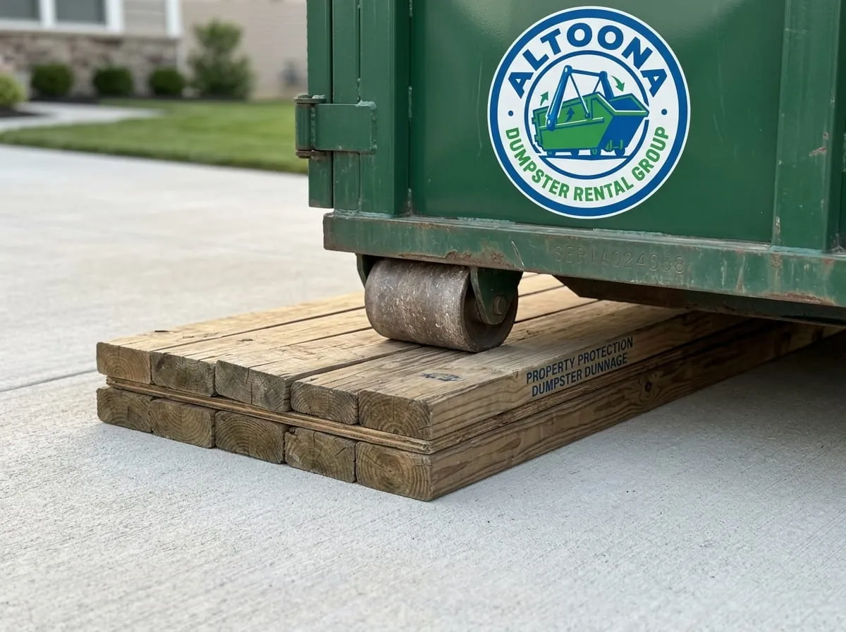 15 yard roll-off dumpster on a job in Altoona, PA 15 yard roll-off dumpster on a job in Altoona, PA