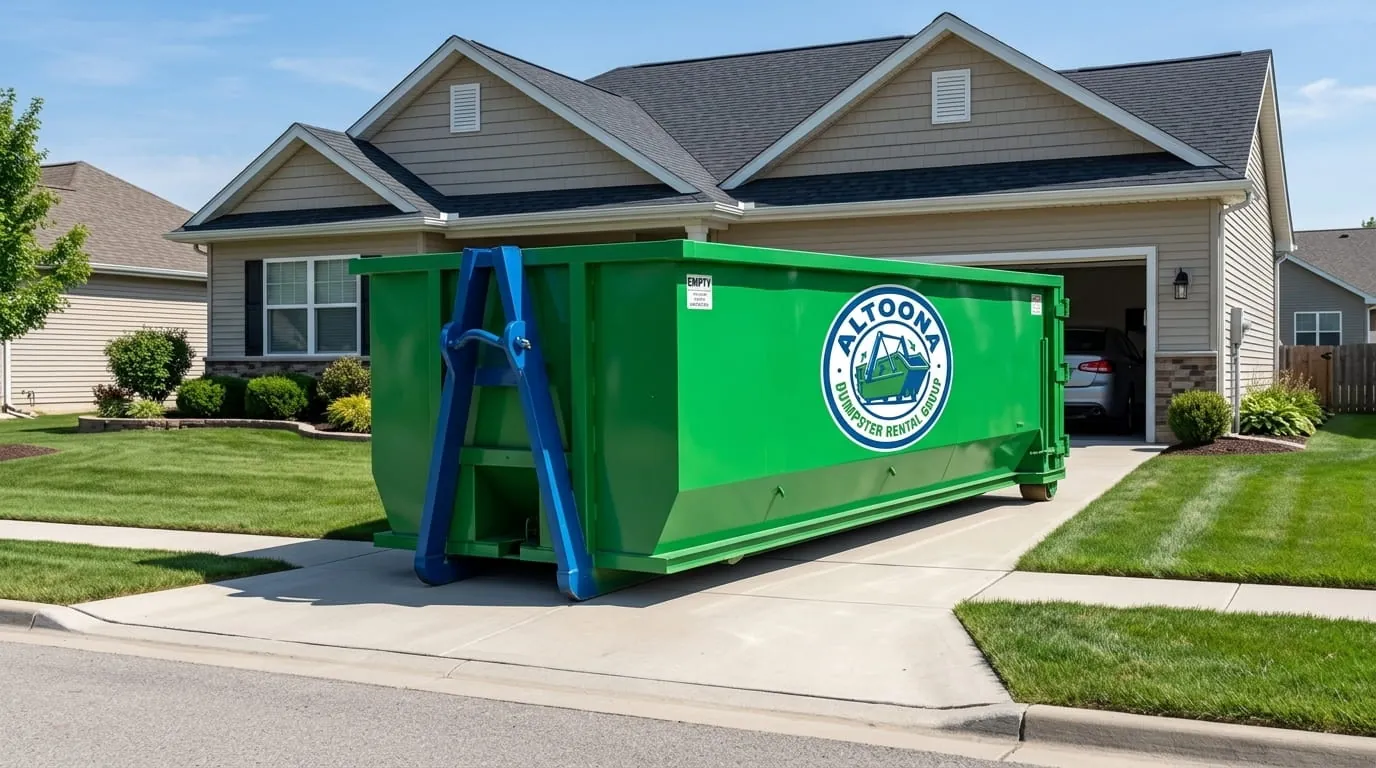 Roll-off dumpster delivered to a property in Frankstown Township, PA Roll-off dumpster delivered to a property in Frankstown Township, PA